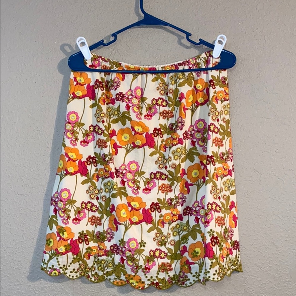 Cream Orange Green Pink J.Jill Size S Midi Skirt - Picture 3 of 4